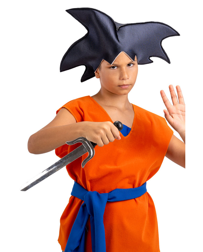 Ensemble déguisement manga couvre-chef noir avec poignard dans un sachet avec crochet